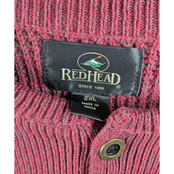 NEW NWT RedHead Knit Sweater Mens Sz XXL 2XL Red 1/4 Button Henley Heavyweight - Picture 4 of 5
